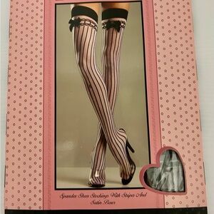 Striped Sheer Stockings with Satin Bows